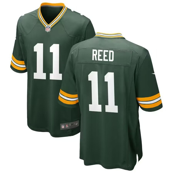 Men's Green Bay Packers #11 Jayden Reed Green Stitched Game Jersey Men's Green Bay Packers #11 Jayden Reed Green Stitched Game Jersey